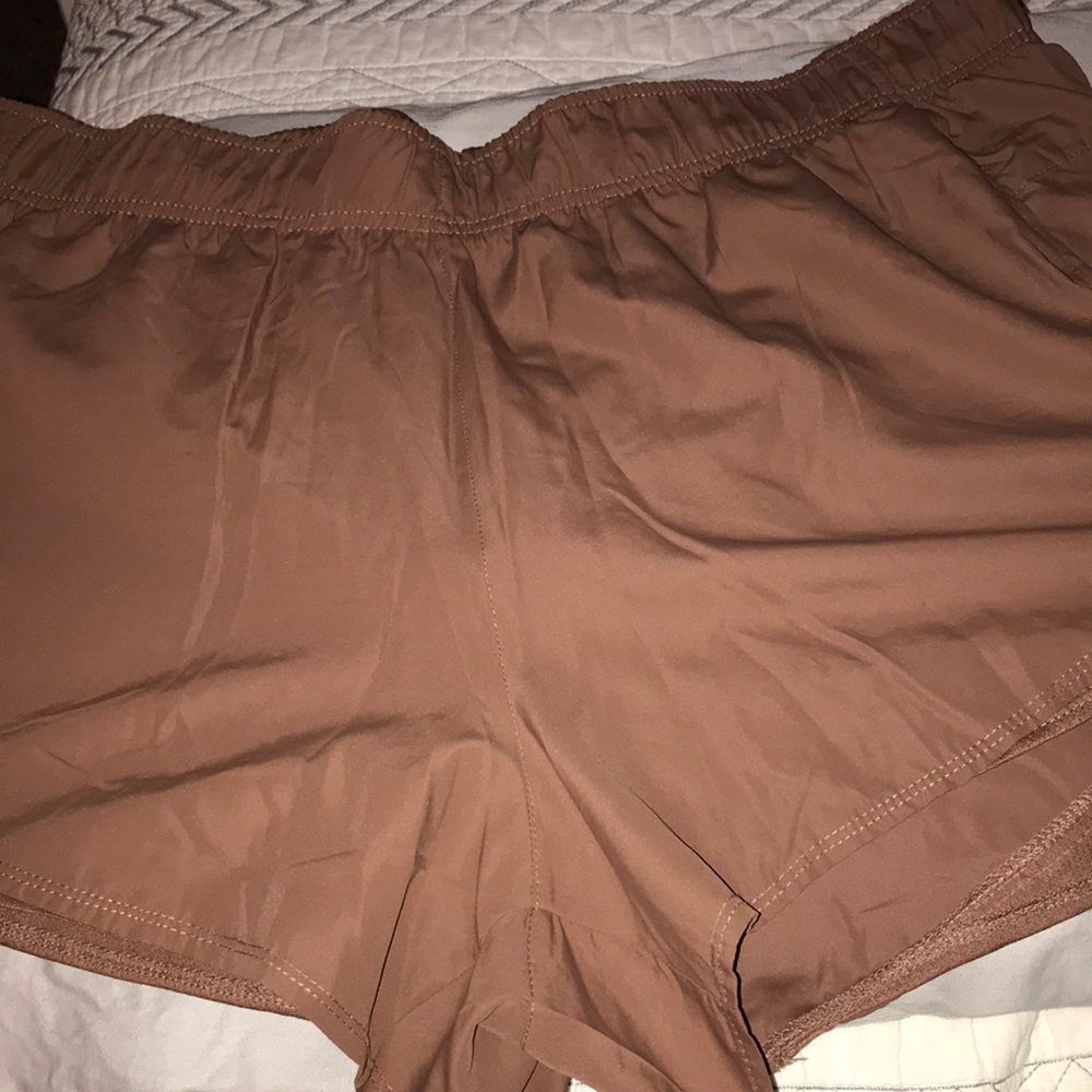 Womens light brown athletic works shorts